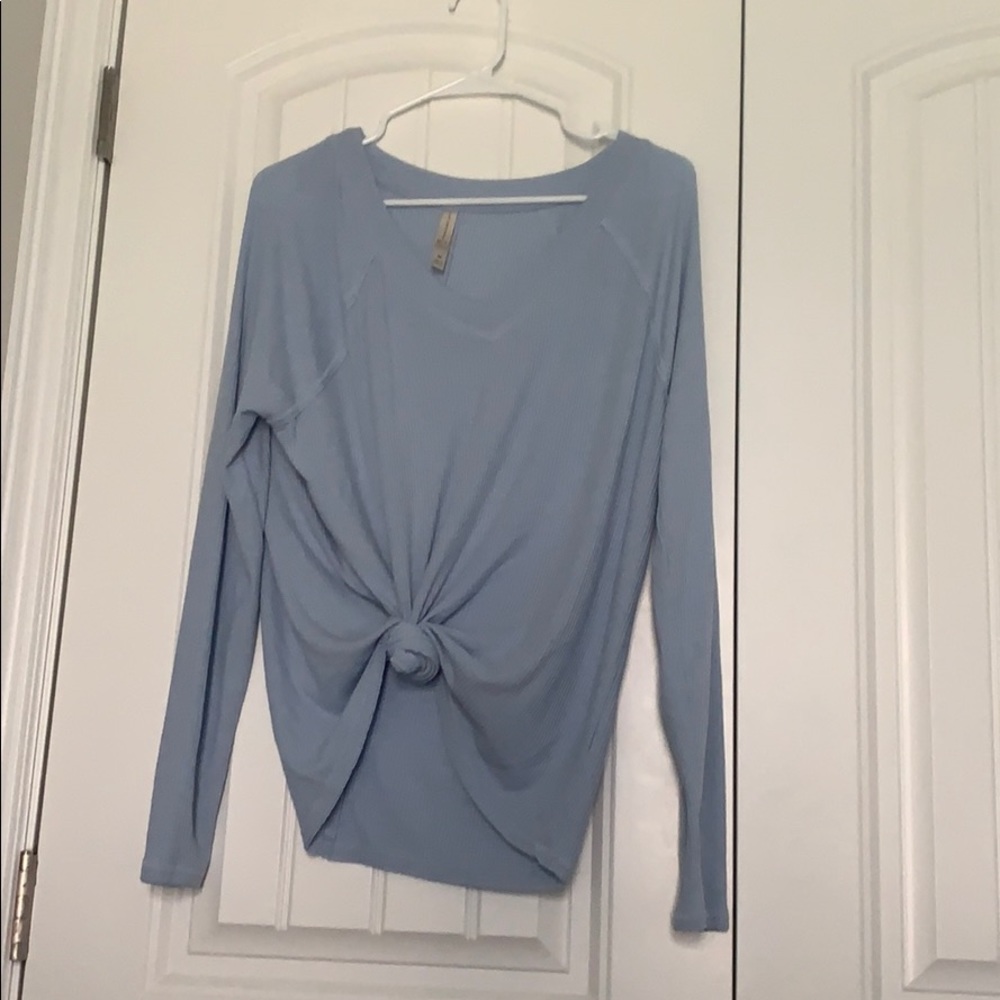 V neck light blue sweater